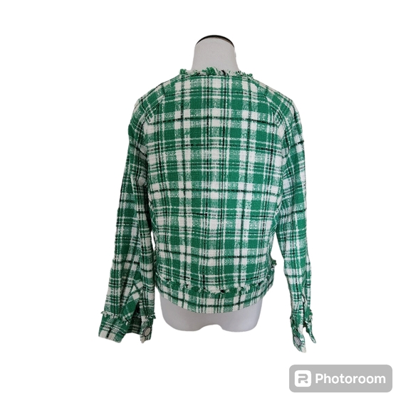 Cabi Green Plaid Tweed Jacket - M - Picture 5 of 8